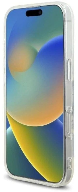 Guess GUHMP16LPFTDTEH Apple iPhone 16 Pro 6.3″ baltos spalvos kietas dėklas IML Rhinestones MagSafe