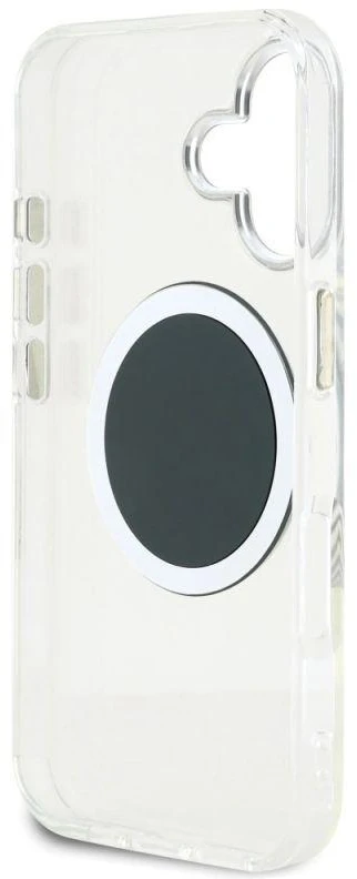 Dėklas Guess IML Metal Colored Circle Classic Logo MagSafe Apple iPhone 16 juodos spalvos