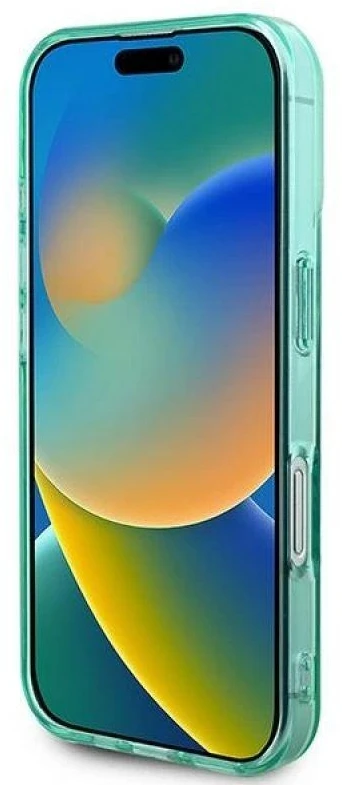 Guess GUHMP16MPFTDTEN Apple iPhone 16 Plus 6.7″ žalias kietas dėklas IML Rhinestones MagSafe