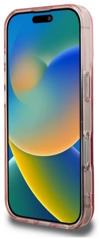 Guess GUHMP16LPFTDTEP Apple iPhone 16 Pro 6.3″ rožinės spalvos kietas dėklas IML Rhinestones MagSafe
