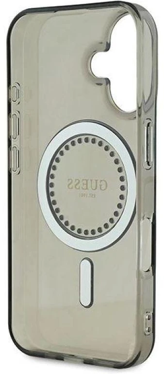 Guess GUHMP16MPFTDTEK Apple iPhone 16 Plus 6.7″ juodos spalvos kietas dėklas IML Rhinestones MagSafe
