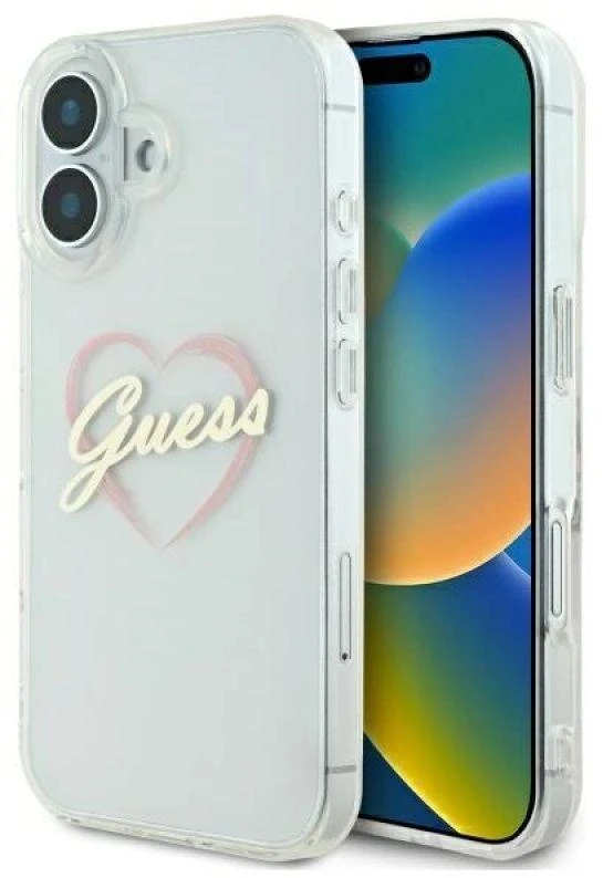 Guess GUHCP16MHCHGSPT Apple iPhone 16 plus 6.7″ skaidrus kietas dėklas IML Heart