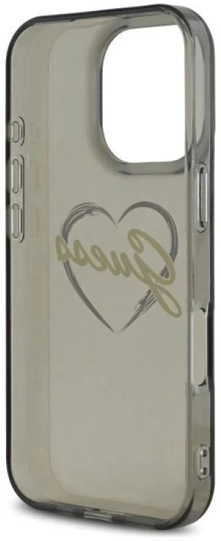 Guess GUHCP16LHCHGSPK Apple iPhone 16 Pro 6.3″ juodos spalvos kietas dėklas IML Heart