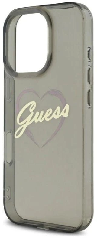 Guess GUHCP16LHCHGSPK Apple iPhone 16 Pro 6.3″ juodos spalvos kietas dėklas IML Heart