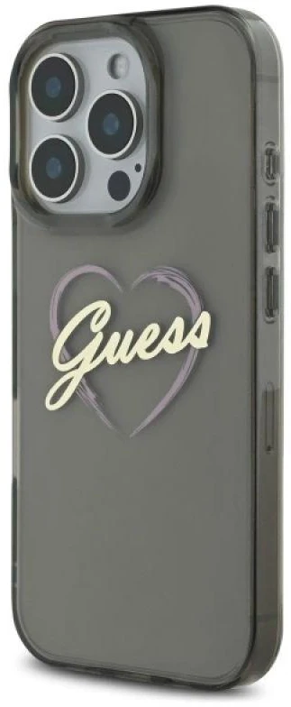 Guess GUHCP16LHCHGSPK Apple iPhone 16 Pro 6.3″ juodos spalvos kietas dėklas IML Heart
