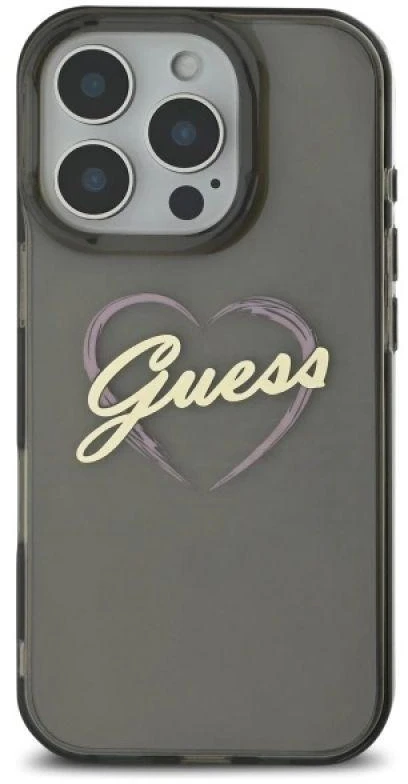 Guess GUHCP16XHCHGSPK Apple iPhone 16 Pro Max 6.9″ juodos spalvos kietas dėklas IML Heart