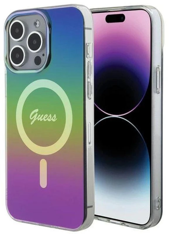 Guess GUHMP15LHITSK Apple iPhone 15 Pro 6.1″ rainbow kietas dėklas IML Iridescent MagSafe
