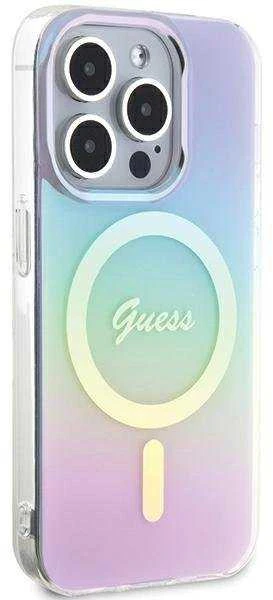 Guess GUHMP15XHITSU Apple iPhone 15 Pro Max 6.7″ violetinės spalvos kietas dėklas IML Iridescent MagSafe