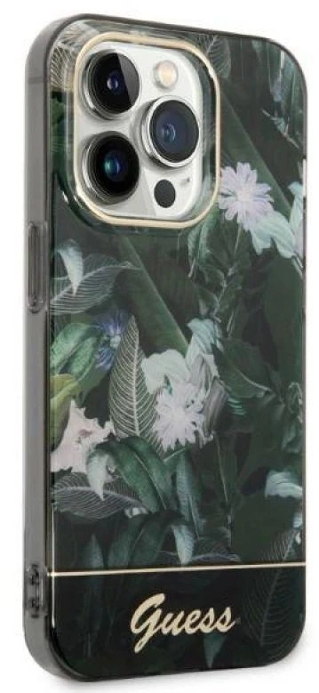 Guess GUHCP14XHGJGHA Apple iPhone 14 Pro Max 6,7″ žalias kietas dėklas Jungle Collection