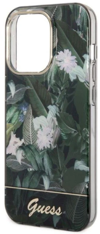 Guess GUHCP14XHGJGHA Apple iPhone 14 Pro Max 6,7″ žalias kietas dėklas Jungle Collection
