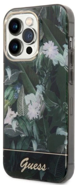 Guess GUHCP14XHGJGHA Apple iPhone 14 Pro Max 6,7″ žalias kietas dėklas Jungle Collection