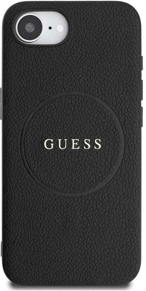 GUESS dėklas skirtas Apple iPhone 16e (SE 4 2025) suderinamas su MagSafe GUHMPSE4PGHSMMK (PU Grained Gold Ring) juodos spalvos