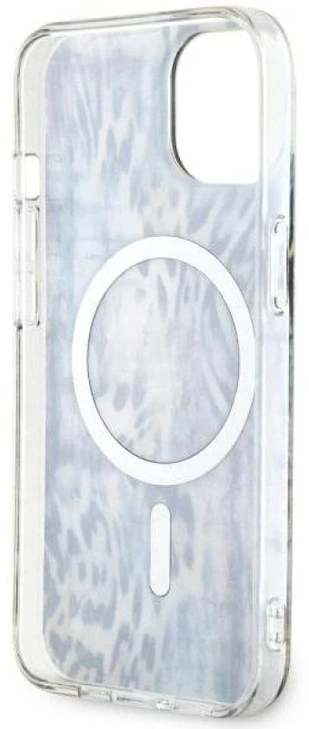 Guess GUHMP14SHLEOPWB Apple iPhone 14 / 15 / 13 6.1″ mėlynas kietas dėklas Leopard MagSafe