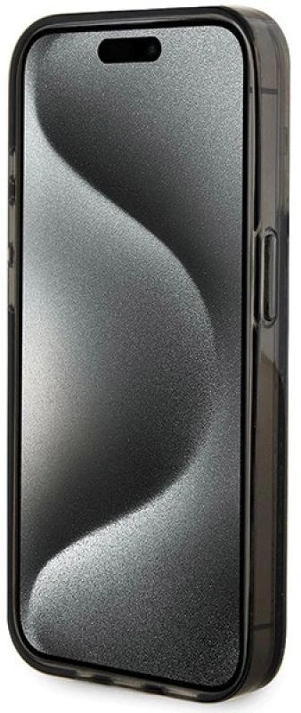 Dėklas GUESS GUHCP15LLFCSEGK IPHONE 15 PRO 6.1 "Juodas/Juodas HARDCASE LIQUID GLITTER GOLD STRIPES
