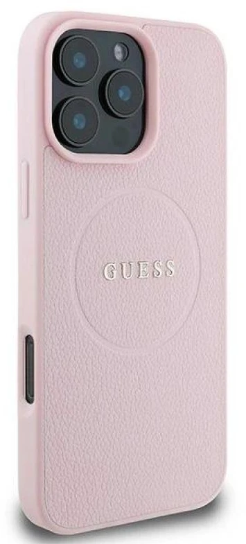 Guess GUHMP15XPGHSMMP Apple iPhone 15 Pro Max 6.7″ rožinės spalvos kietas dėklas Grained Ring MagSafe