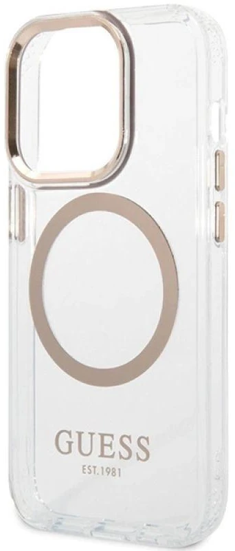 Guess dėklas, skirtas iPhone 15 Pro 6,1 GUHMP15LHTRMD auksinis HC Magsafe Metal Outline