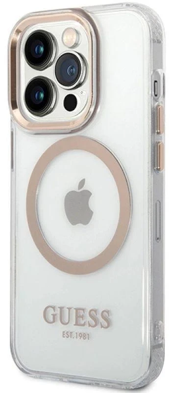 Guess dėklas, skirtas iPhone 15 Pro 6,1 GUHMP15LHTRMD auksinis HC Magsafe Metal Outline