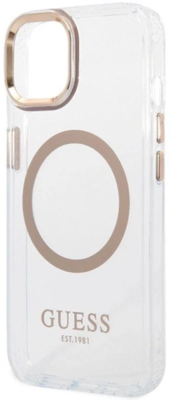 Guess dėklas, skirtas iPhone 15 Plus 6,7 GUHMP15MHTRMD auksinis HC Magsafe Metal Outline