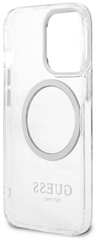 Guess GUHMP13LHTRMS Apple iPhone 13 Pro / 13 6,1″ sidabrinis kietas dėklas Metal Outline Magsafe