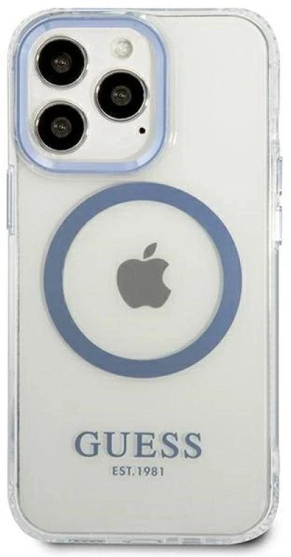Dėklas Guess GUHMP13LHTRMB iPhone 13 Pro / 13 6,1" mėlyna/mėlynas hard case Metal Outline Magsafe