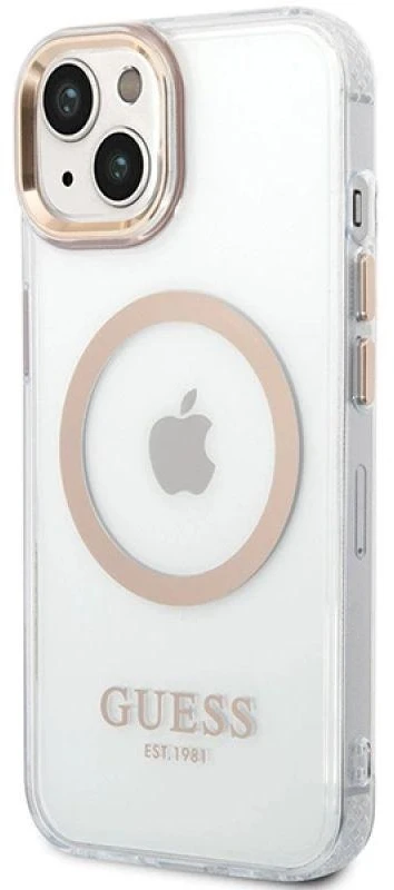 Guess dėklas, skirtas iPhone 15 Plus 6,7 GUHMP15MHTRMD auksinis HC Magsafe Metal Outline