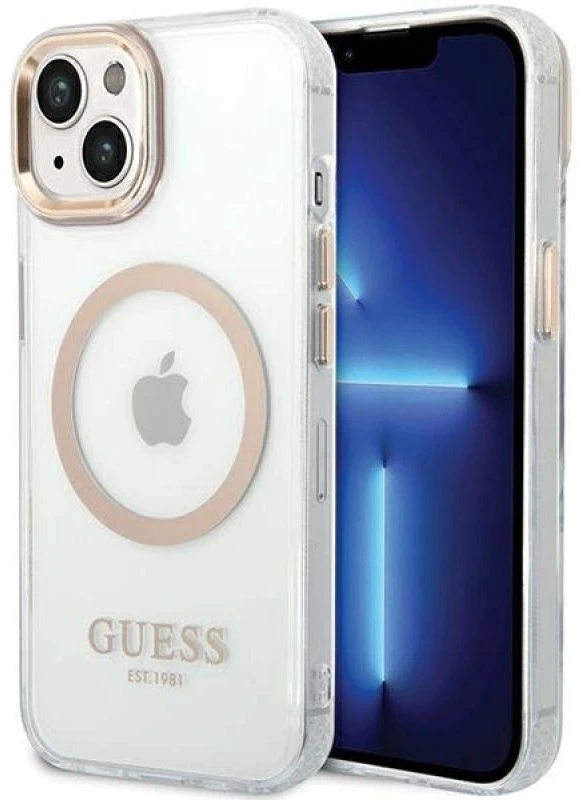Guess dėklas, skirtas iPhone 15 Plus 6,7 GUHMP15MHTRMD auksinis HC Magsafe Metal Outline