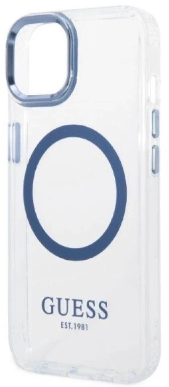 Guess GUHMP14MHTRMB Apple iPhone 14 Plus / 15 Plus 6.7″ mėlynas kietas dėklas Metal Outline Magsafe