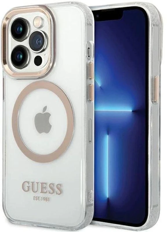 Guess dėklas, skirtas iPhone 15 6,1 GUHMP15SHTRMD auksinis HC Magsafe Metal Outline