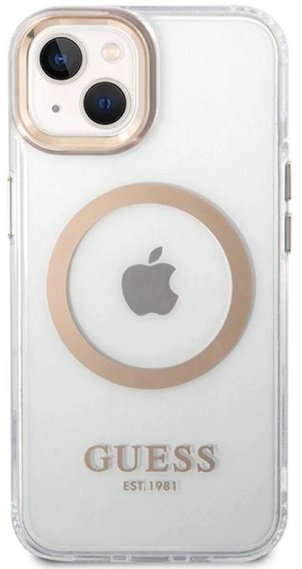 Guess dėklas, skirtas iPhone 15 Plus 6,7 GUHMP15MHTRMD auksinis HC Magsafe Metal Outline