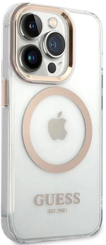 Guess dėklas, skirtas iPhone 15 6,1 GUHMP15SHTRMD auksinis HC Magsafe Metal Outline
