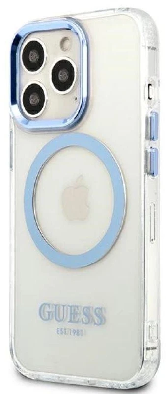 Dėklas Guess GUHMP13LHTRMB iPhone 13 Pro / 13 6,1" mėlyna/mėlynas hard case Metal Outline Magsafe