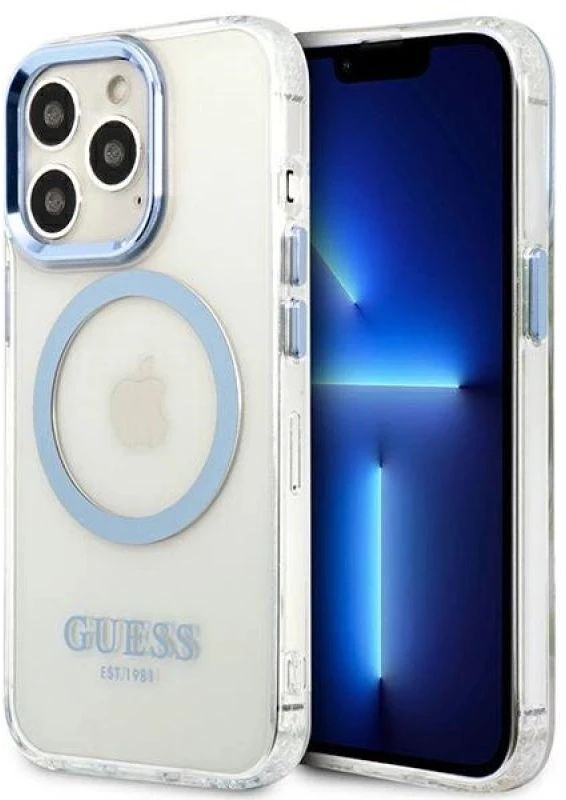 Dėklas Guess GUHMP13LHTRMB iPhone 13 Pro / 13 6,1" mėlyna/mėlynas hard case Metal Outline Magsafe