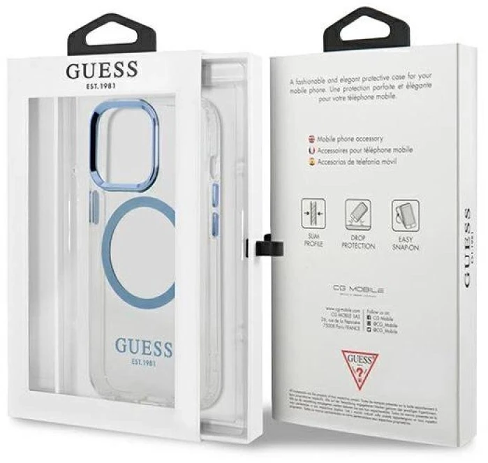 Dėklas Guess GUHMP13LHTRMB iPhone 13 Pro / 13 6,1" mėlyna/mėlynas hard case Metal Outline Magsafe
