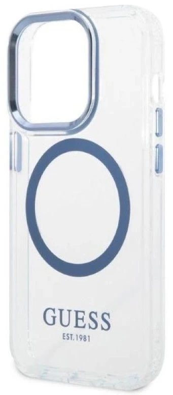 Guess GUHMP14LHTRMB Apple iPhone 14 Pro 6,1″ mėlynas kietas dėklas Metal Outline Magsafe