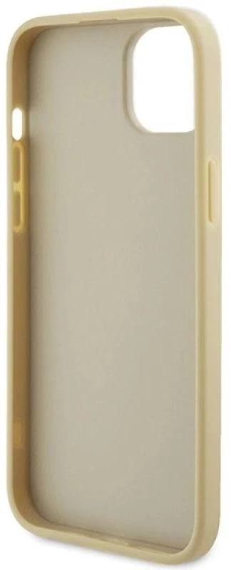 Guess GUHCP15SPS4DGPD iPhone 15 6.1" zoty/auksinis kietas dėklas, odinis 4G metalinis logotipas Strass