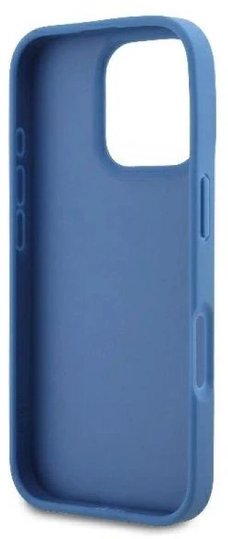 Guess GUHCP16LP4TDSCPB Apple iPhone 16 Pro 6.3″ mėlynas kietas dėklas Leather Metal Logo Strass Crossbody