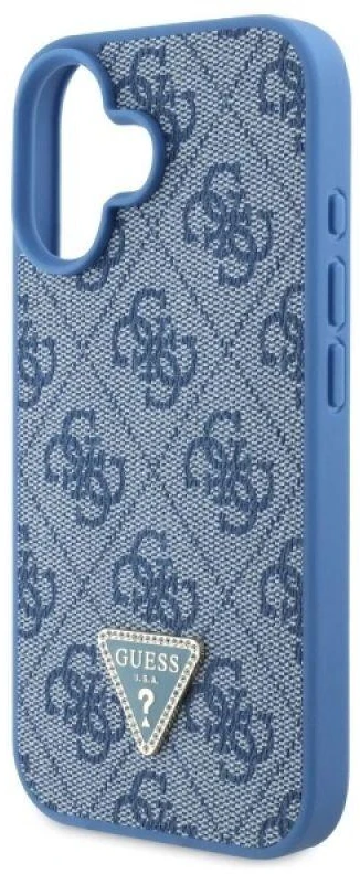 Guess GUHCP16SP4TDSCPB Apple iPhone 16 6.1″ mėlynas kietas dėklas Leather Metal Logo Strass Crossbody