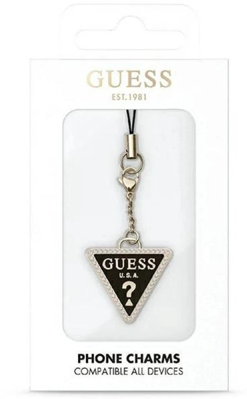 Dėklas Guess pakabukas GUCPMTDCK telefono dirželis Triangle Diamond Charm with Rhinestones