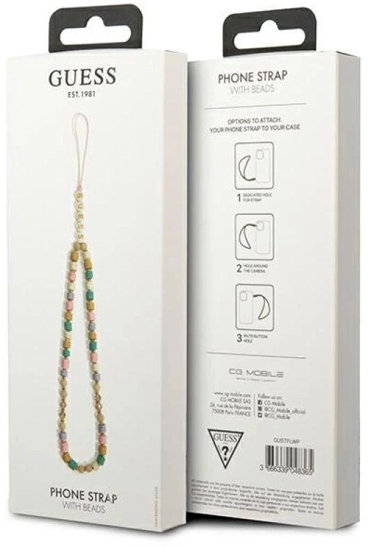 Guess virvelė telefonui GUSTFLWP rožinės spalvos Heishi Beads