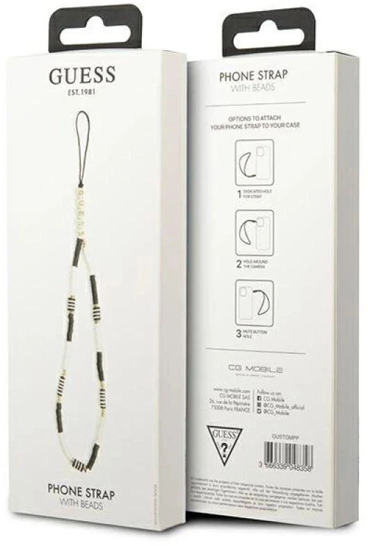 Guess pendant GUSTBCKH virvelė telefonui juodos spalvos-baltos spalvos Heishi Beads