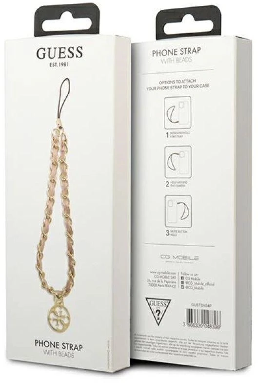 Guess GUSTSAS4P virvelė telefonui rožinės spalvos Chain Metal 4G Charm