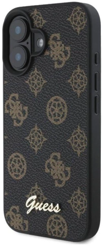 Guess GUHMP16SPGPYSK Apple iPhone 16 6.1″ juodos spalvos kietas dėklas Peony Script MagSafe