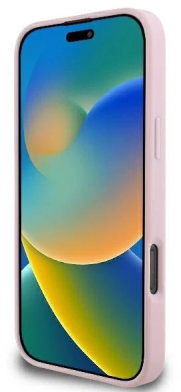 Guess GUHMP16LPGPYSP Apple iPhone 16 Pro 6.3″ rožinės spalvos kietas dėklas Peony Script Logo MagSafe