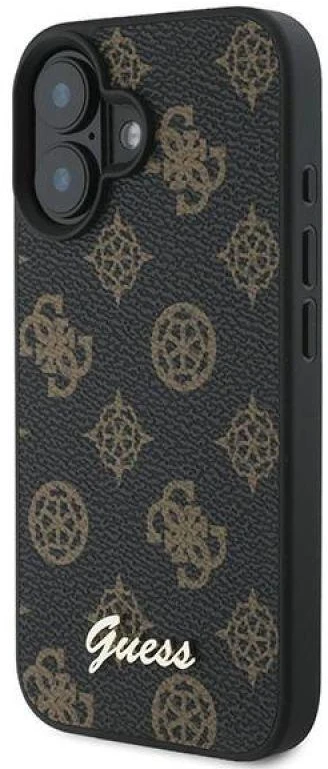 Guess GUHMP16MPGPYSK Apple iPhone 16 Plus 6.7″ juodos spalvos kietas dėklas PU Peony Script MagSafe