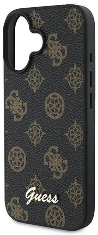 Guess GUHMP16MPGPYSK Apple iPhone 16 Plus 6.7″ juodos spalvos kietas dėklas PU Peony Script MagSafe