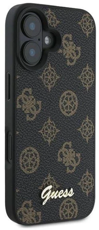 Guess GUHMP16MPGPYSK Apple iPhone 16 Plus 6.7″ juodos spalvos kietas dėklas PU Peony Script MagSafe