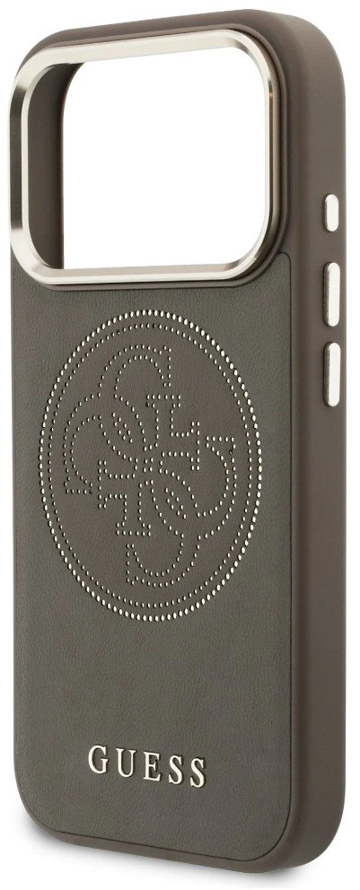 Guess Perforated 4G MagSafe dėklas iPhone 17 Pro Max, rudas