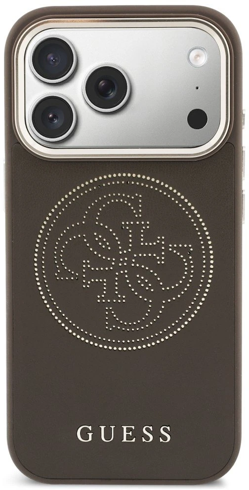 Guess Perforated 4G MagSafe telefono dėklas iPhone 17 Pro, rudas