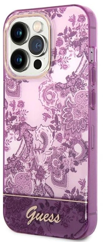 Dėklas GUESS GUHCP14XHGPLHF IPHONE 14 PRO MAX 6,7 colių FUCHSJA / FUSCHIA PORCELAN KOLEKCIJA