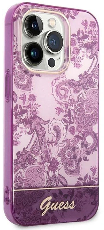 Dėklas GUESS GUHCP14XHGPLHF IPHONE 14 PRO MAX 6,7 colių FUCHSJA / FUSCHIA PORCELAN KOLEKCIJA